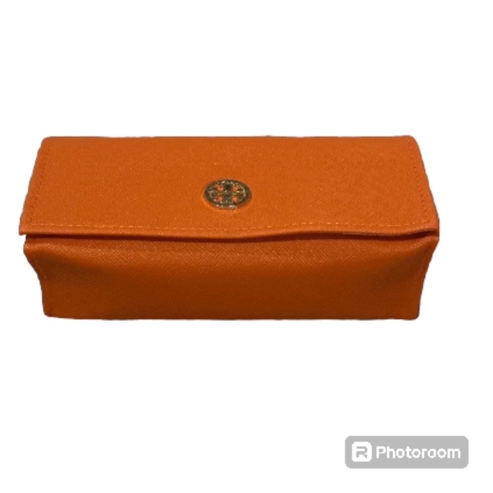 Tori Burch NWOT Sunglass Case Saffiano Leather Orange